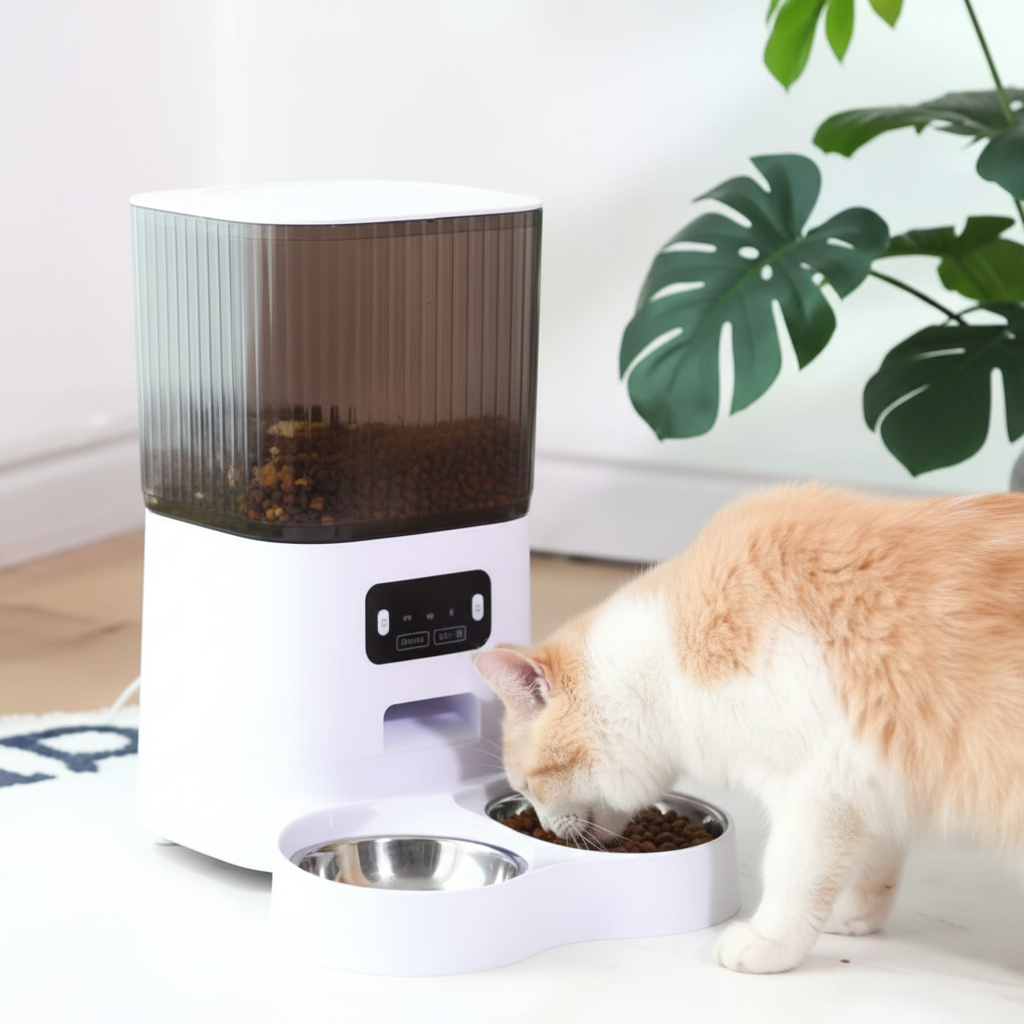 Comedero automático con gato